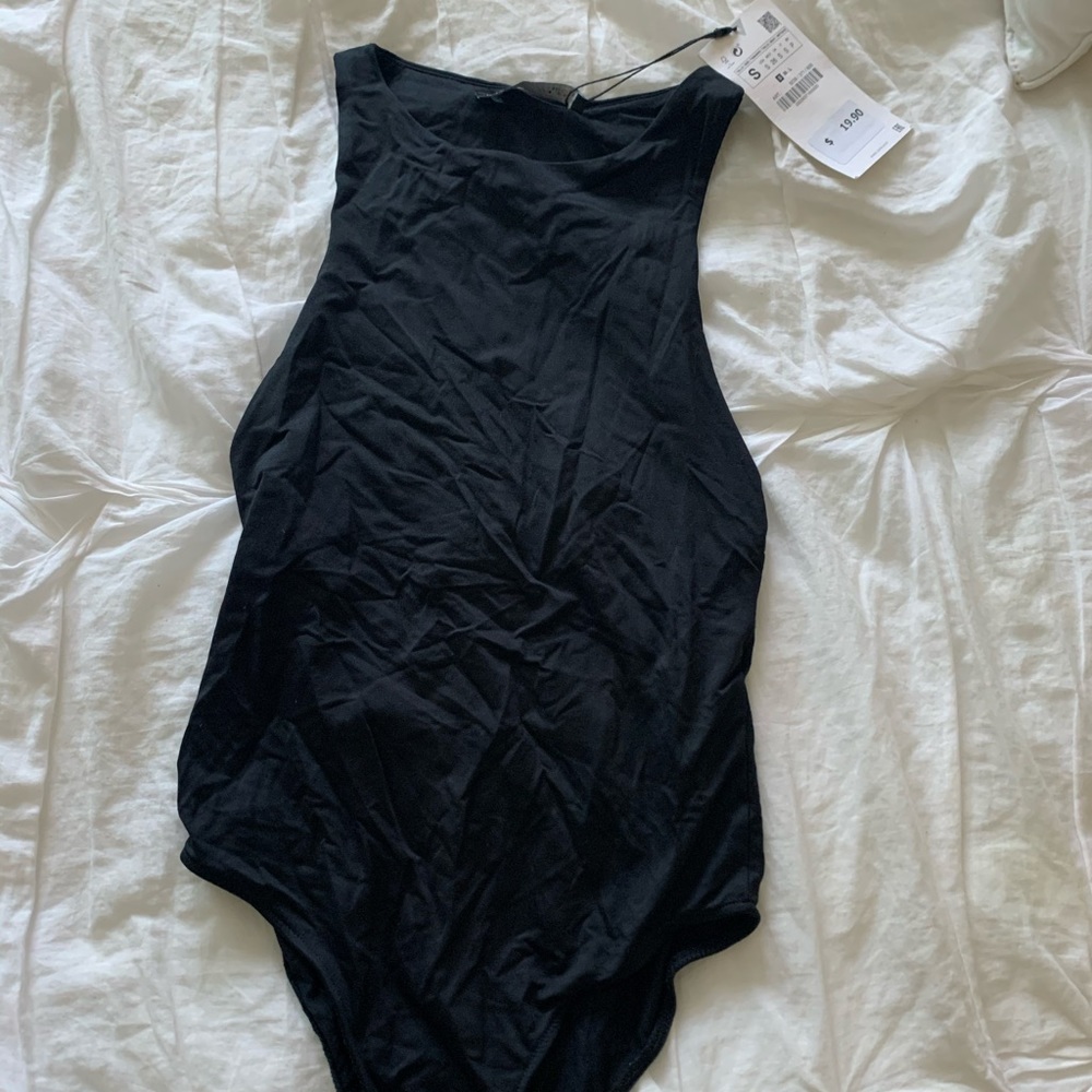 Black high neck body suit